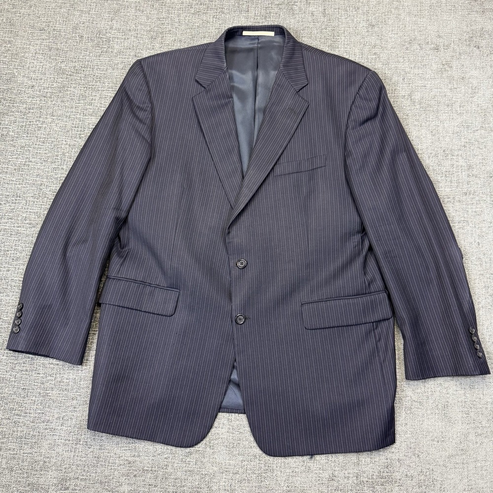 Burberry London Wool Sport Coat Blazer Mens 44R Blue Two Button Suit Jacket